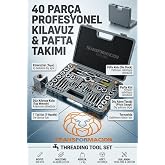 Transformacion 40 Par&ccedil;a Profesyonel Metrik Kılavuz ve Pafta Seti - Hassas Diş A&ccedil;ma ve Onarım Takımı 722631