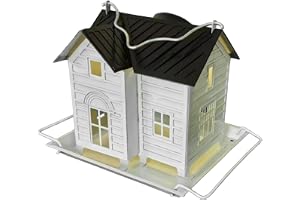 Uanqfegy Fågelmatare - 15 x 14 x 12,7 cm järn solcell fågelhus med ljus, hängande fågelholk för utomhus