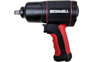 BESWELL BW-112FN1-Visseuse pneumatique à chocs - couple de desserrage maxi 1600 Nm, carré 12,5 mm (1/2 pouce) visseuse pneumatique à faibles vibrations pour le serrage et le desserrage de vis'-Garantie 2 Ans