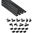 D-Line Micro+ Cable Trunking 4-Meter Pack, Half Round Cable Cover, Paintable, Self-Adhesive Wire Cover, Hide TV Wires, Cable Management - 10x 20mm (W) x 10mm (H) x 40cm Lengths & Accessories - Black