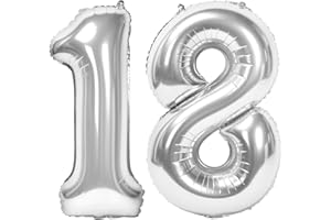 Siumir Numero Palloncino Numero 18 Argento Foil Palloncino Gigante Palloncino Digitali Decorazione Festa di Compleanno