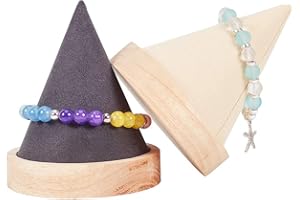 FINGERINSPIRE 2Pcs Wood Bracelet Holder Cone Shaped Bracelet Jewelry Display Stand Bangle Bracelet Watch Holder for Exhibit/Trade shows/Retail stores