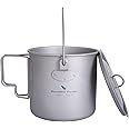 Boundless Voyage - Camping Picknick - Waterbeker - Campingpot Met Deksel Opvouwbare Handgreep Titanium Beker Koffiemok Buitenshuis Servies 200ml 420ml 450ml Ti3035d 450ml Cup Openluc