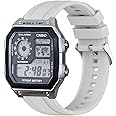xhKJO Watchbands for Casio AE 1200 / W 218h / AE 1300 / F 91W/ W 218h / AQ S810W Strap, Silicone Watch Band Wrist Strap Bracelet Wristband for Casio W 219 / F 108WH/ AE 1000W / SGW 500H