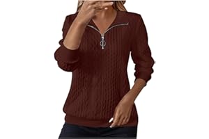 YINGUO Sweatshirts Jumpers for Women UK Jumpers Lapel Half Zip Pullover Knit Cable Ladies Sweatshirt Long Sleeve Tops Fall Winter Sweaters Warm Tunics for Office Hoodies Outfit Clothing