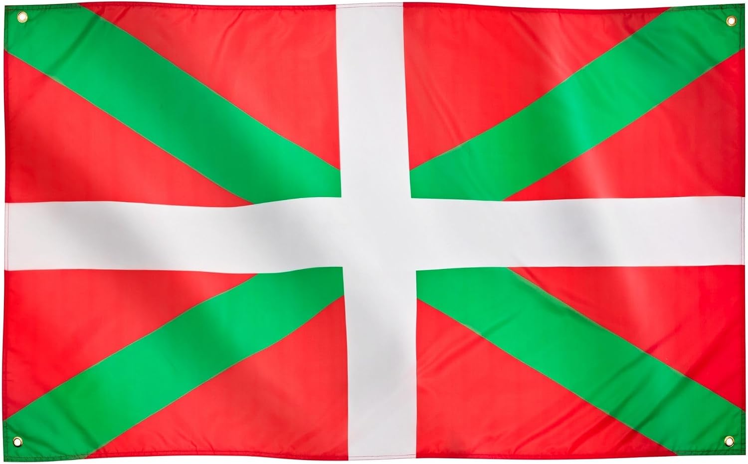 Runesol Bandera del País Vasco, 91x152cm, 3ft x 5ft, Bandera Vasca, 4 Ojales, Ojal en las Esquinas, Ikurriña, Banderas Premium, Interior, Exterior, Colores Vívidos