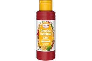 ‎HELA HELA Gewürz Ketchup Senf – feine Mischung aus würzigem Ketchup & aromatischem Senf, 30 % weniger Zucker, ideal zu Pommes & Würstchen, 300 ml Flasche