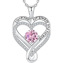 Collier Femme Argent Sterling 925 Or Rose Coeur Pendentif Pierre De Naissance Bijoux