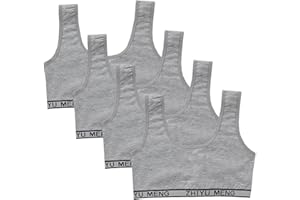 UPOSAO 4pcs Filles Soutiens-Gorge D'entraînement Coton, Sports Bra sans Couture pour Enfants Adolescents Starter Bras sous-vêtements Bustier Fille pour Fille 9-14 Ans