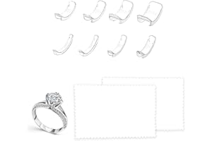 YALIYU 8 PCS Ring Size Adjuster and 2 White Polishing Cloths, Invisible Ring Adjuster, Ring Snuggies for Any Rings Ring Size Reducer Spacer Ring Guard（8 Size）