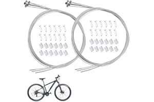 RECHCIGA 12 Pcs Cable de Freno Bicicleta Carretera 1.75m Freno de Alambre Bicicleta Alambre Universal Antes y Después Cable de Freno Bicicleta kit con 12 Tapas de Cable de Freno y 12 Juntas Tóricas