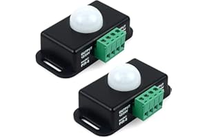 Greluma 2 PCS Interruptor con Sensor de Movimiento, Controlador de Interruptor LED con Sensor PIR de 12V/24V para Tiras de luz LED Flexibles