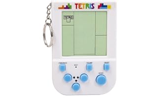 FIZZ CREATIONS Tetris Keyring Handheld Arcade Game - Retro Mini Portable Handheld Tetris Game for Kids and Adults. Traditional Game Play With 15 Retro Gaming Levels Including Original Tetris Gameplay & Sounds.