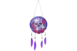 Lebartm DIY Diamond Dream Catcher Pendant Special Shaped Crystal Diamond Painting Feather Dream Catcher Hanging Double Sided Spot Drill Ornament for Home Garden Wall Decor-Skull