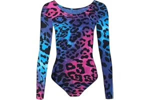 WickedFun CRAZY CHICK® GIRLS KIDS NEW LEOPARD ARMY PRINT LONG SLEEVE STRETCH MICROFIBER DANCE GYMNASTIC LEOTARD BODYSUIT TOP