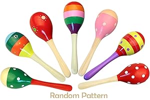 WSNDM 2 Pièces Bois Maracas, Percussion Shaker Hochet Marteau de Sable Instrument, Jouets Éducatifs pour Enfants, Pour La Catégorie Musique Party Enfants Jeux (Couleur aléatoire) (Type 1)