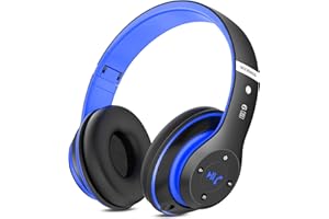 Rebocico Headphones, 6 EQ Modes,Headphones Wireless, 65 Hours Playtime Foldable Lightweight Bluetooth Headphones Over Ear with Built-in HD Mic,Deep Bass, FM, SD/TF for PC/Home（Black Blue）