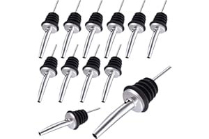 GGISUI 12pcs Flaschenausgießer Edelstahl Dosierausgießer mit Kläppchen konische Ausgießer Konische Weinausgießer für Bar Pub Bistro Zuhause Rum Whiskey Öl-Ausgießer Silber