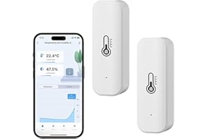 MOLCZOV Termometro Igrumetro Smart,Sensore di temperatura e umidità interno con doppia modalità WiFi e Bluetooth,Monitor di temperatura ambiente con app,Archiviazione dati per casa,serra,garage e cantina.2PCS