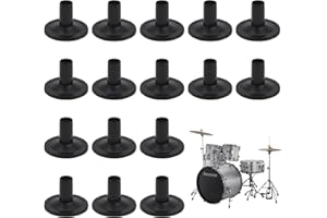 Kapokr Beckenhüllen 20-Teilige Beckenhülsen mit Stab, Beckenständer Hülsen, 3,7 x 2,6cm Beckenhalter Ersatzteile für Percussion-Instrumente -Langlebiger, Verschleißfester (Schwarz)
