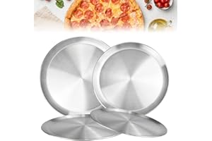 REFORUNG 4 PCS Bandejas Redondas de Acero Inoxidable Bandeja para Pizza Horno Acero Platos Acero Inoxidable Redondo Molde de Pizza para Horno para Barbacoa Fruta Pasteles y Postres - Φ26cm /30cm