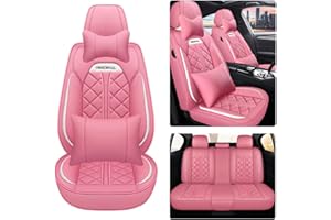 Ruberpig Car Seat Cover For BMW X1 X2 X3 X4 X5 X5M X6 5 Seats All Weather Use Vehicle Leather Seat Cover Pink