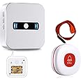 DAYTECH Portable Caregiver Pager Wireless Call Button for Elderly Patient Personal in Home Alert System 1 Portable Battery Receiver 1 Call Buttons