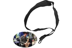 GOERPN Saxophone Strap,Saxophon Gurt,Verstellbarer Saxophongurt,Gepolsterter Schultergurt,Dicker Saxophongurt,Weicher,Bequemer für Alt Tenor und Sopran Saxophon(Schwarz)