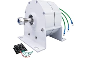 HUIZHITENGDA 3000W avec Générateur D'aimant Permanent De Base, Alternateur sans Engrenage À Faible RPM avec Contrôleur De Charge 12V 24V 48V pour Le Moteur Diesel À Turbine À Eau Éolienne (Blanc)