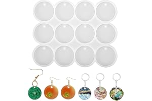 Guyode Stampi per Resina Epossidica Stampo Silicone, Stampi Rotondi in Silicone con Fori, Stampi Resina Ciondoli Foro Stencil Orecchini in Silicone Gioielli Fai da Te Artigianato Decorazione Casa