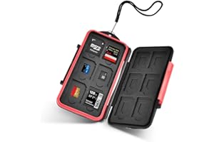 UTEBIT SD Card Holder Water-Resistant Memory Card Carrying Cases Professional Anti-shock SD Card Case Mass Storage Memory Card Case Lanyard for 12 SD Cards + 12 Micro SD TF Cards