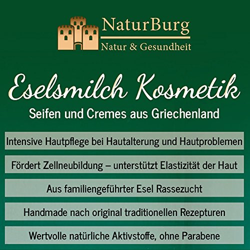 Eselsmilchseife aus Griechenland mit 23 % Eselsmilch, Olivenöl, Granatapfel und Zimt handgefertigte Seife ohne Wasser bei Akne, unreine Haut und trockene Haut - 4
