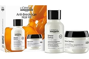 L’Oréal Professionnel Metal Detox Shampoo & Hair Mask Discovery Gift Set, Prevent Breakage and Colour Fade from Hard Water, Clarifying shampoo & Conditioner Treatment, Sulphate Free, Vegan,100ml, 75ml
