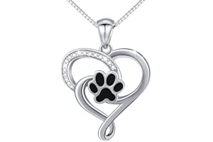 DAOCHONG-Sterling Silver Puppy Dog Cat Pet Paw Imprimer CZ amour coeur pendentif collier boucles d'oreilles cadeau pour les femmes filles