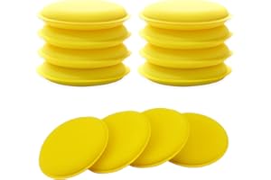 INSPUTOL Éponge de Polissage de Voiture, tampons d'applicateur de Cire de Voiture 12 pièces Tampons de Polissage en Microfibre pour Le Verre Automatique de véhicule de Voiture Propre (Jaune)