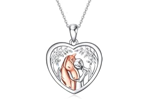 YFN Collar con Colgante de Caballo de Plata de ley 925, Regalo de Caballo para Niñas y niños, Amante de los Caballos