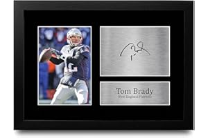 HWC Trading Tom Brady A4 Incorniciato Firmato Regalo Visualizzazione Delle Foto Print Immagine Autografo Stampato Per New England Patriots Ventilatori Football Americano