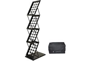 BGF Espositore formato A4, pieghevole, per catalogo, in metallo, nero, con custodia per il trasporto