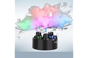 FITNATE 3 Kopf Ultraschall Nebler, Nebelmaschine, Kunststoff Ultraschall Vernebler, mit Ersatz Zerstäuberscheiben für Wasserfontäne Teich Aquarium Steingarten Waschbecken Halloween, 1500ml/H