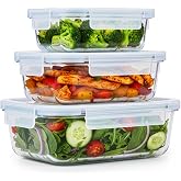 Alpina Jars with Lids - Glass - 3 Pieces - Glass Container - Storage Box - Microwave, Freezer, Envelope and Dishwasher - 370,