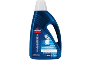 BISSELL Wash & Refresh Febreze Cotton Fresh Carpet Cleaner Solution, Upholstery Shampoo for Use with All Leading Upright Carpet Cleaners, 1.5 L, 1079E