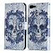 Produktbild HUDDU Schutzhülle Huawei Honor 9 Lite Hülle Leder Handyhülle Flip Slim Tasche Lederhülle Skull Muster Wallet Case Cover Ledertasche Kartenfach Stand Handy Hüllen Etui Klapphülle Blau