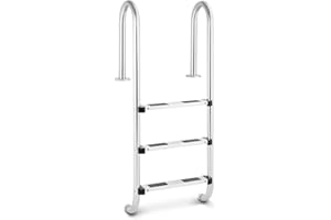 Uniprodo Uni_Pool_Ladder_1320 Poolleiter Edelstahl 3 Stufen Schwimmbadleiter 180 kg Tiefbeckenleiter Enger Holmbogen