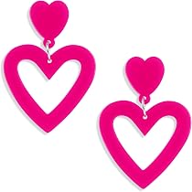 4 Paia Orecchini a Cuore in Acrilico Orecchini Neon Anni '80