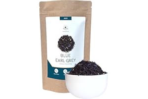 ‎WONDERTEA Blue Earl Grey Schwarzer Tee mit natürliches Bergamotte Aroma, Kornblumenblüten, Lose 100g | Schwarzer Tee Assam | WonderTea Blue Earl Grey Tea