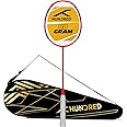 HUNDRED Graphite Powertek 2000 Pro Badminton Racket with Full Cover (90G, Red)