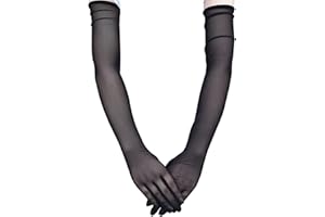 COSFAN Guantes de tul para mujer,Guantes de malla de protección solar,Guantes largos de ópera,Guantes de baile de novia para disfraces de Halloween