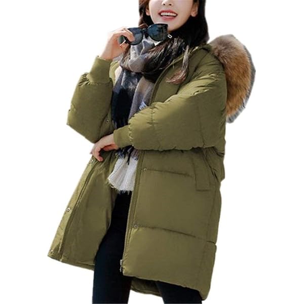 Parkas Largas Para Mujer Otoño Invierno Chaquetas De Manga Larga Cuello De Piel Delgado Con Capucha Cremallera Abrigos