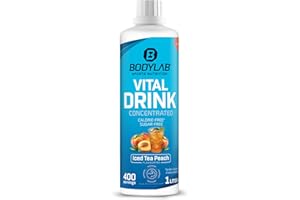 ‎BODYLAB24 Bodylab24 Vital Drink Concentrated Eistee-Pfirsich 1000ml, Getränkekonzentrat zuckerfrei, Zero Sirup, mit Vitaminen und L-Carnitin, Sportgetränk mit wenig Kalorien