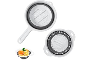 TQPXZO Juego de colador plegable, 2 piezas colador para pasta, colador plegable, cestas de filtro de silicona, cuenco de lavado con asa para pasta, frutas, verduras